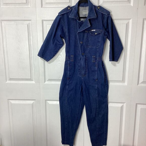 Power Brand Denim Jumpsuit Coverall Size 8 Blue - Picture 2 of 16